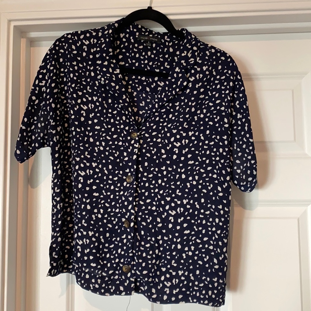 blue/white blouse button up